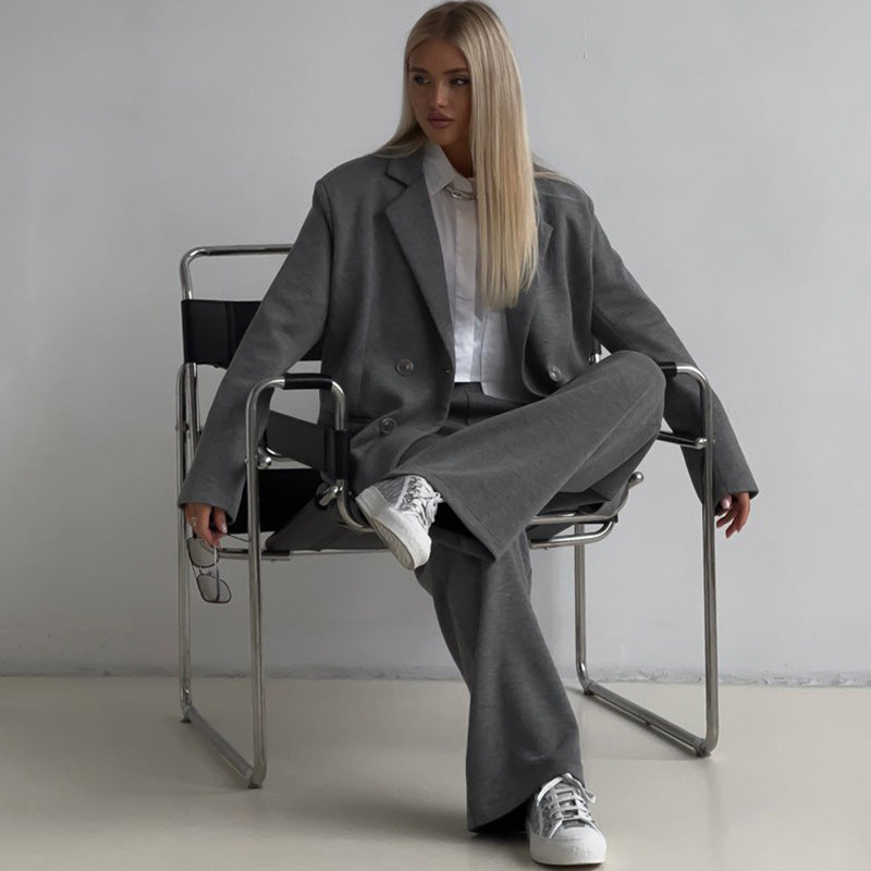 Damen moderne Jogginganzug mit doppelter Knopfleiste und weitem Schnitt Stalluxe