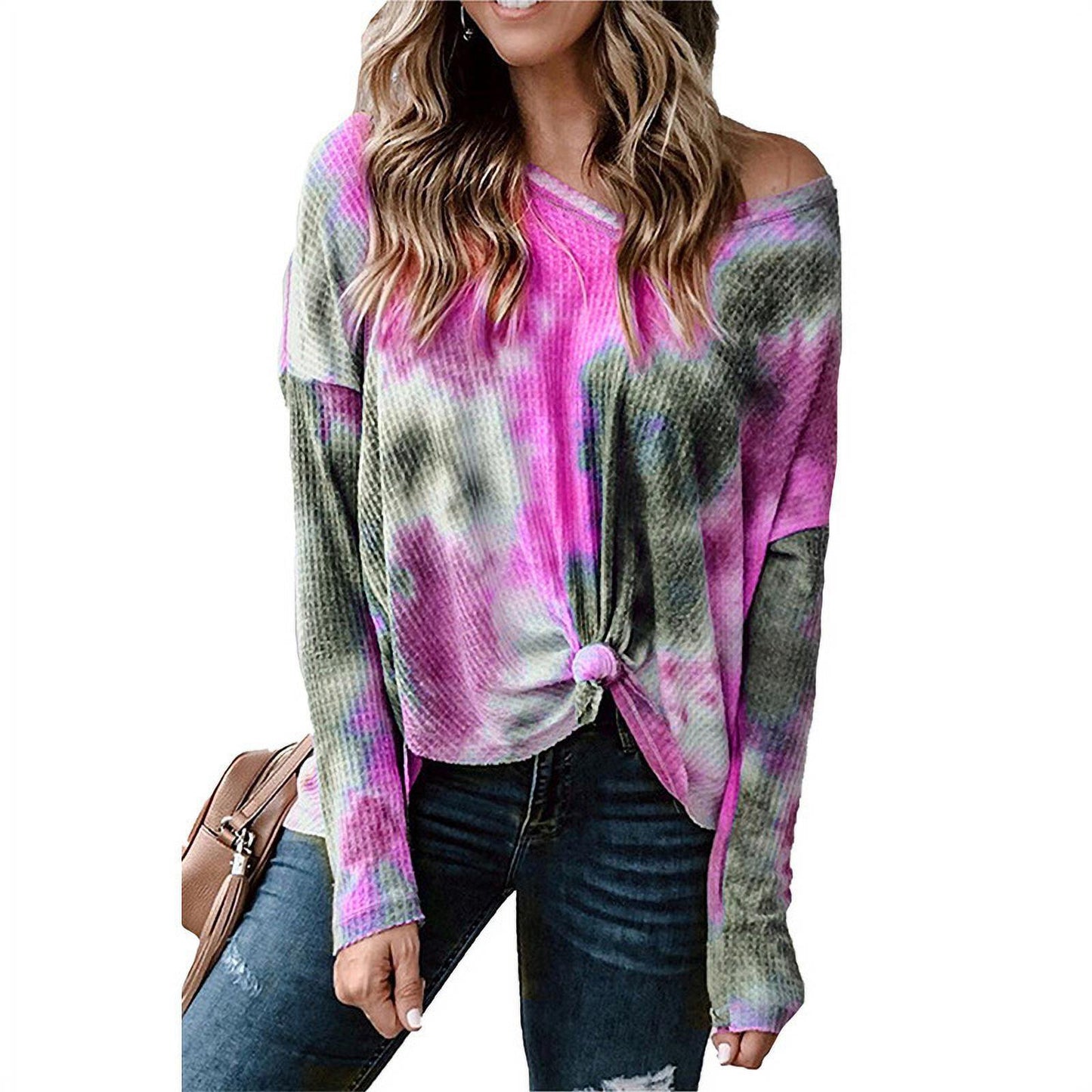 Women's Off-Shoulder Waffle Knit Top Stalluxe