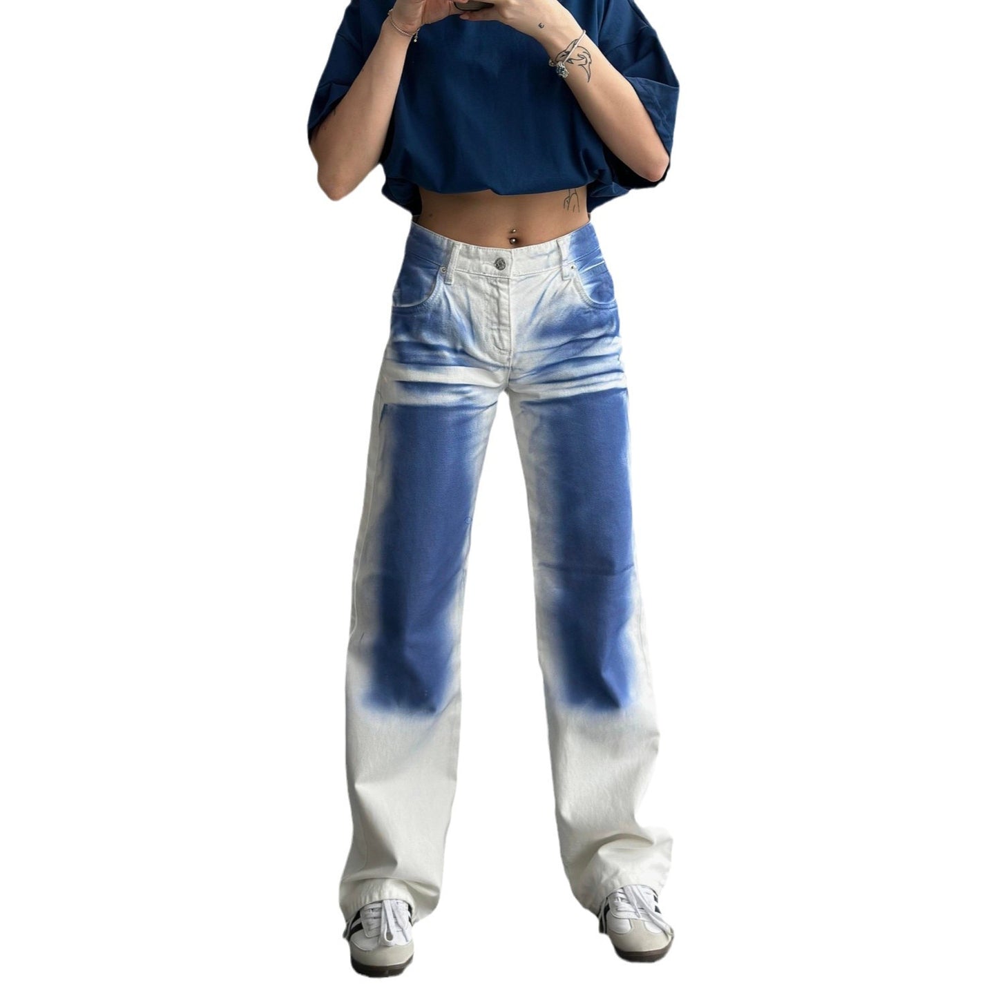 Damen Baggy Jeans im einzigartigen Batikdesign Stalluxe
