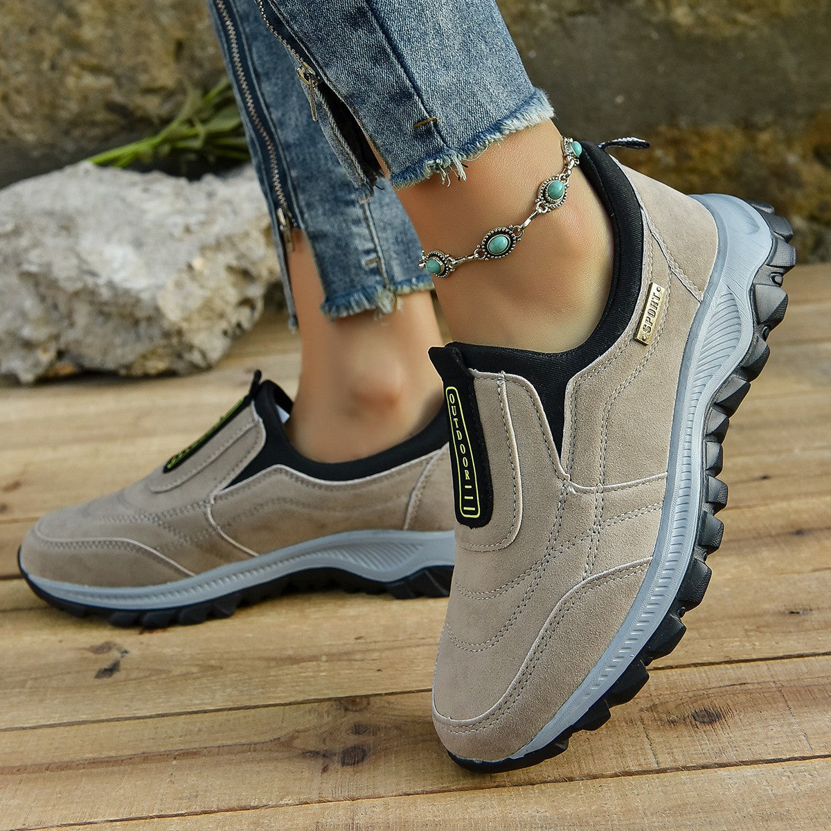 Damen Sportliche Slip-On Sneakers mit ergonomischer Dämpfung Stalluxe
