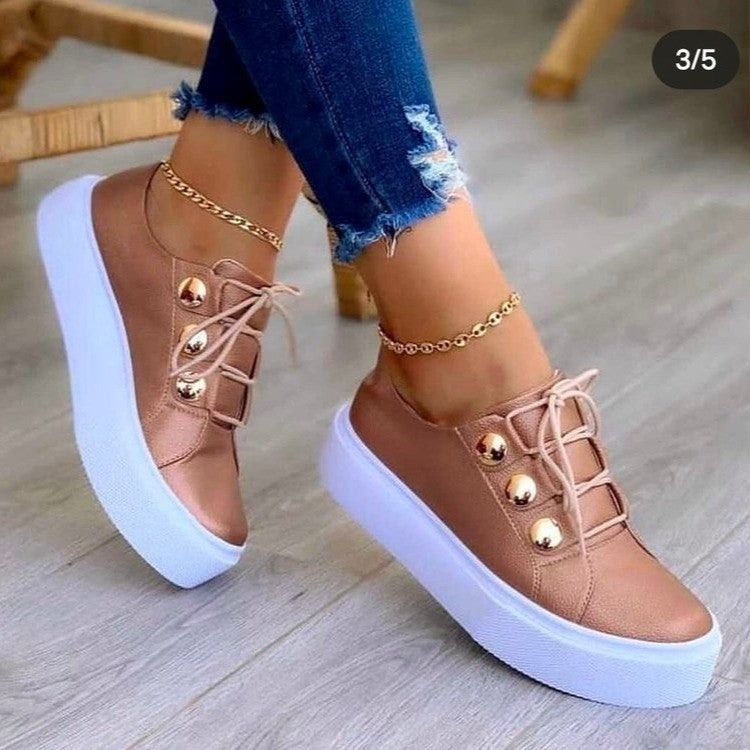 Damen Modische Plateau-Sneaker mit glamourösen Metallic-Details Stalluxe