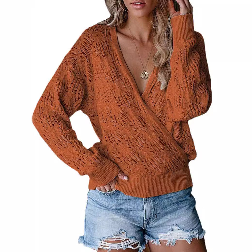 Damen Übergröße Strickpullover mit V-Ausschnitt und Rippstrickbündchen Stalluxe