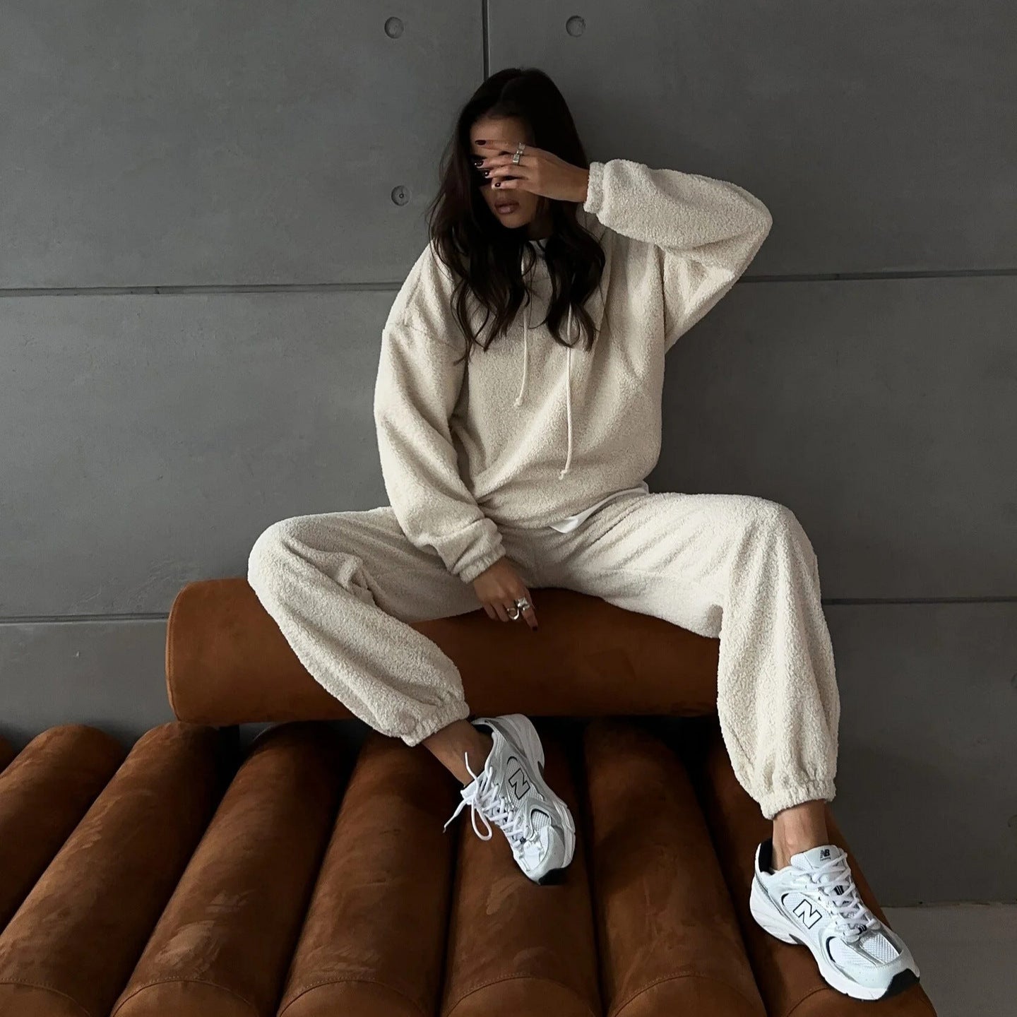 Damen Gemütlicher Fleece-Hoodie mit weiten Hosen Stalluxe