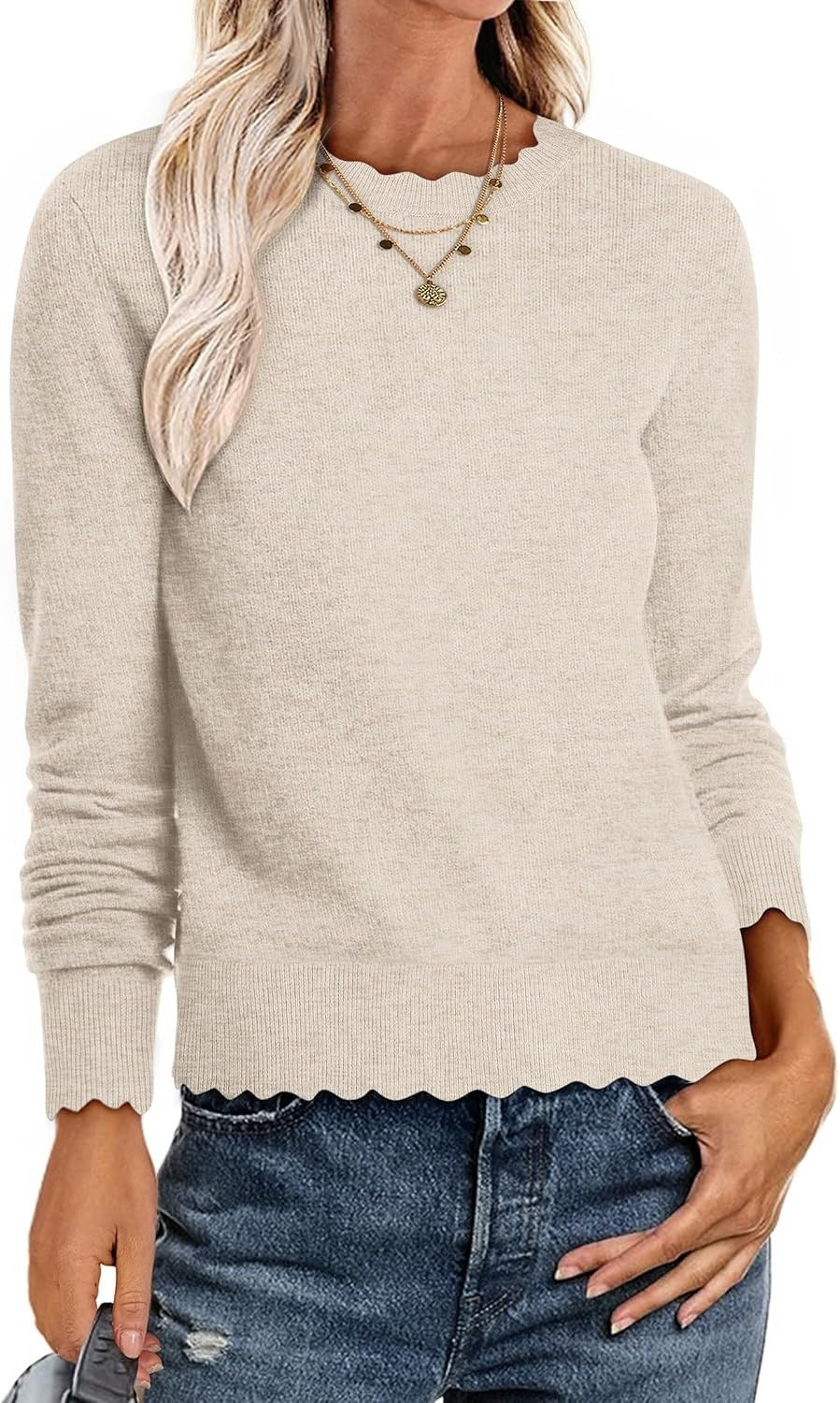 Damen Sweater mit Wellenkante Stalluxe
