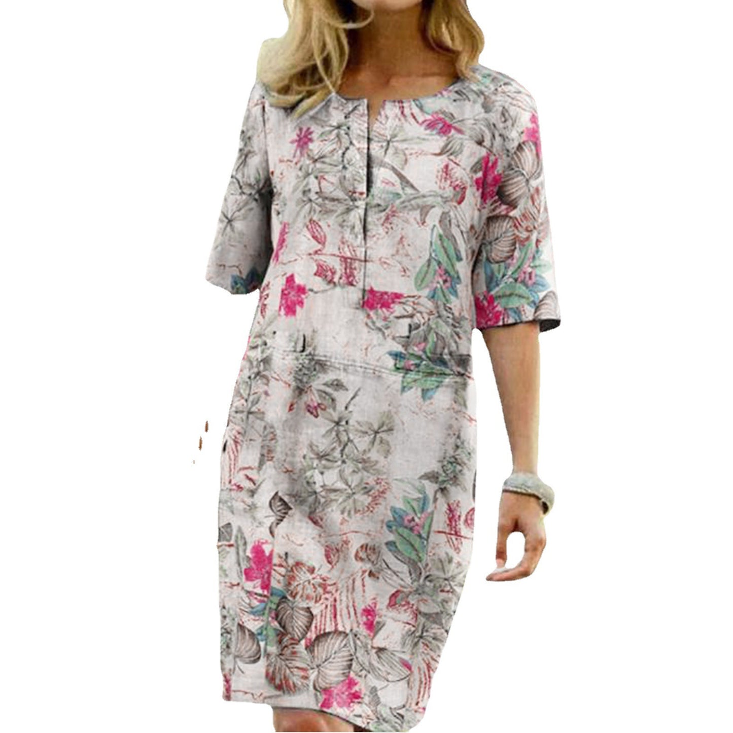 Women's Tropical Print Shift Dress Stalluxe