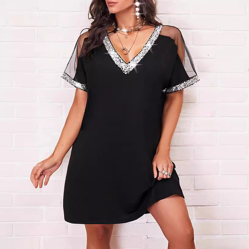 Damen Freizeitkleid mit funkelnden Pailletten Stalluxe