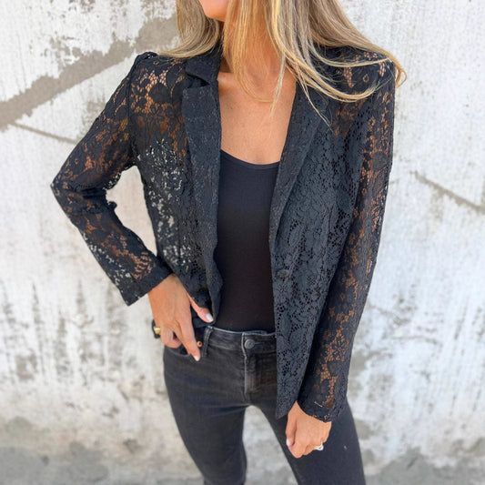Women's Sheer Lace Blazer Stalluxe