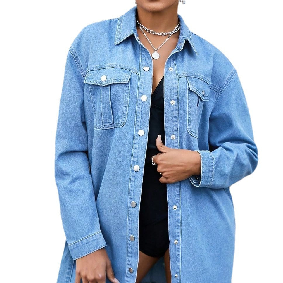 Damen Denim-Hemdkleid mit taillierbarem Gürtel und klassischen Brusttaschen Stalluxe
