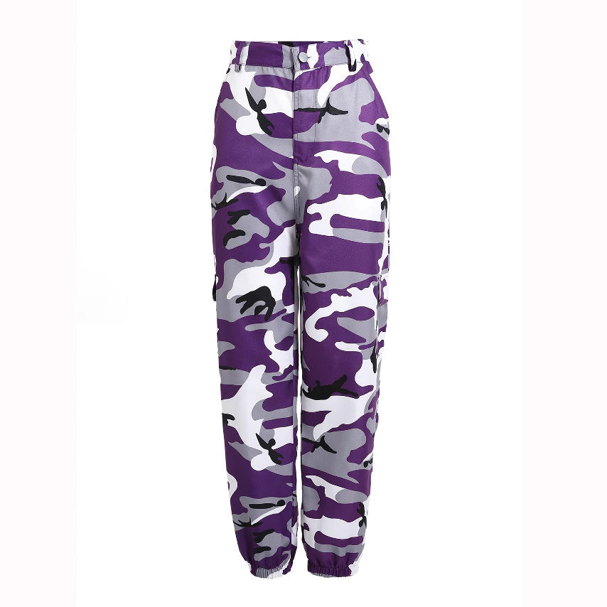 Damen Cargohose im modernen Camouflage-Design mit elastischem Bund und praktischen Taschen Stalluxe