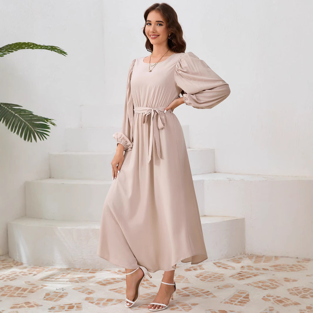 Damen Elegantes Maxikleid mit weitem Schnitt und Ballonärmeln Stalluxe