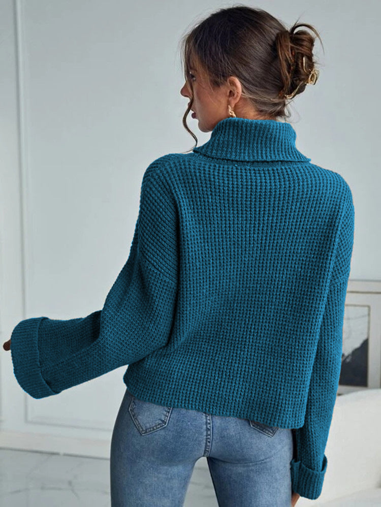 Damen Hochwertiger Strickpullover mit hohem Kragen und strukturiertem Design Stalluxe