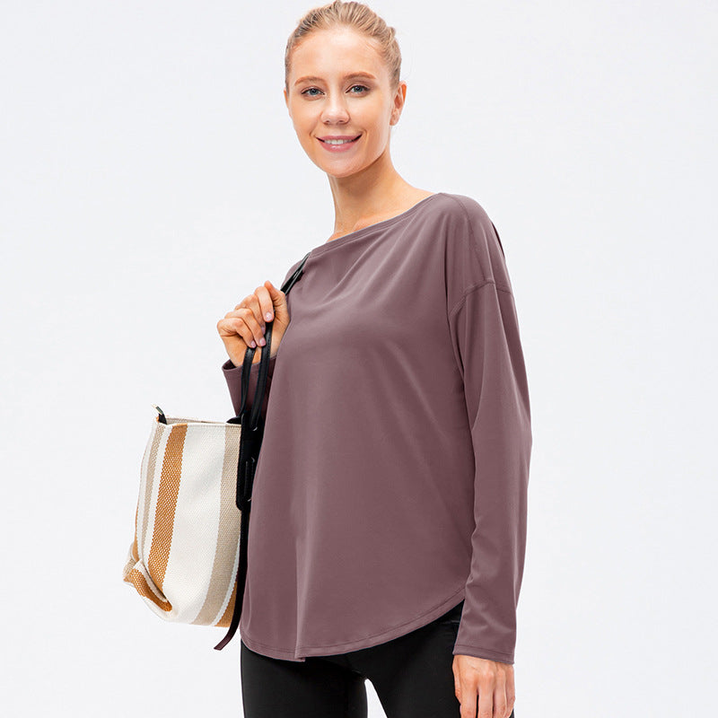 Damen Lockeres Langarmshirt aus atmungsaktivem Funktionsmaterial Stalluxe
