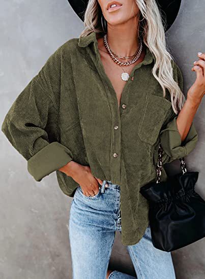 Damen Übergroße Kordbluse Stalluxe