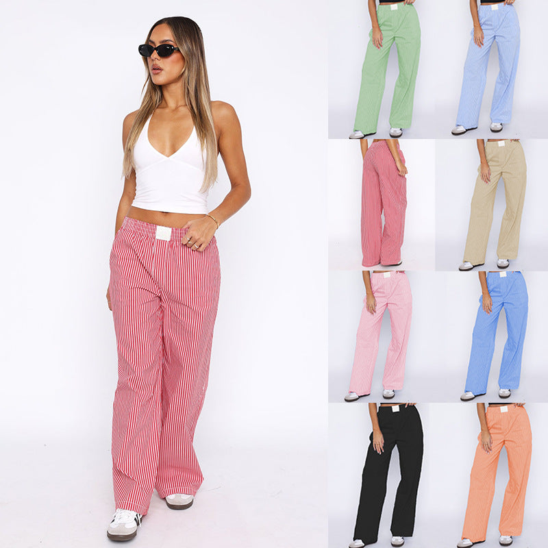 Damen Weite Stoffhose mit eleganten Streifen Stalluxe