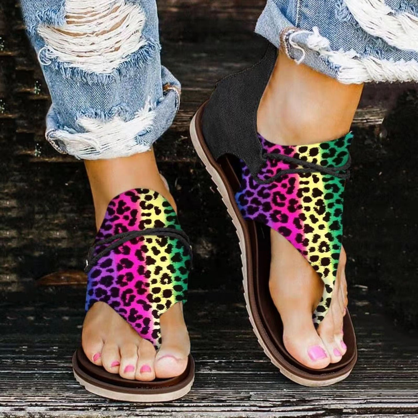 Damen Riemchen-Sandalen mit floralem und animalischem Design Stalluxe
