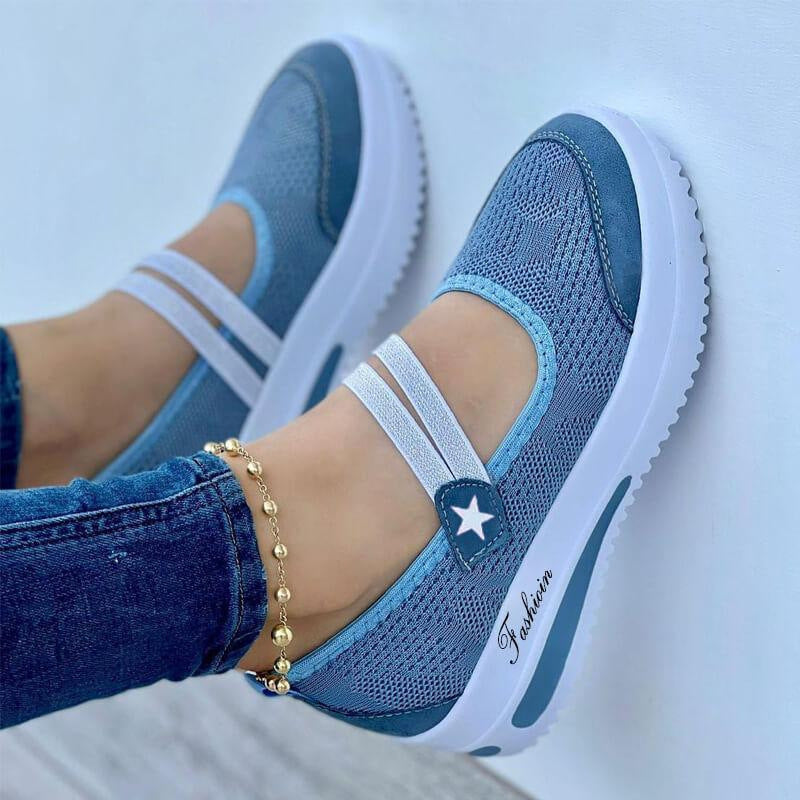 Damen Atmungsaktive Slip-On Freizeitschuhe mit elastischem Fersenriemen Stalluxe