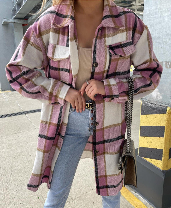 Damen Karierte Flanelljacke mit Taschen Stalluxe