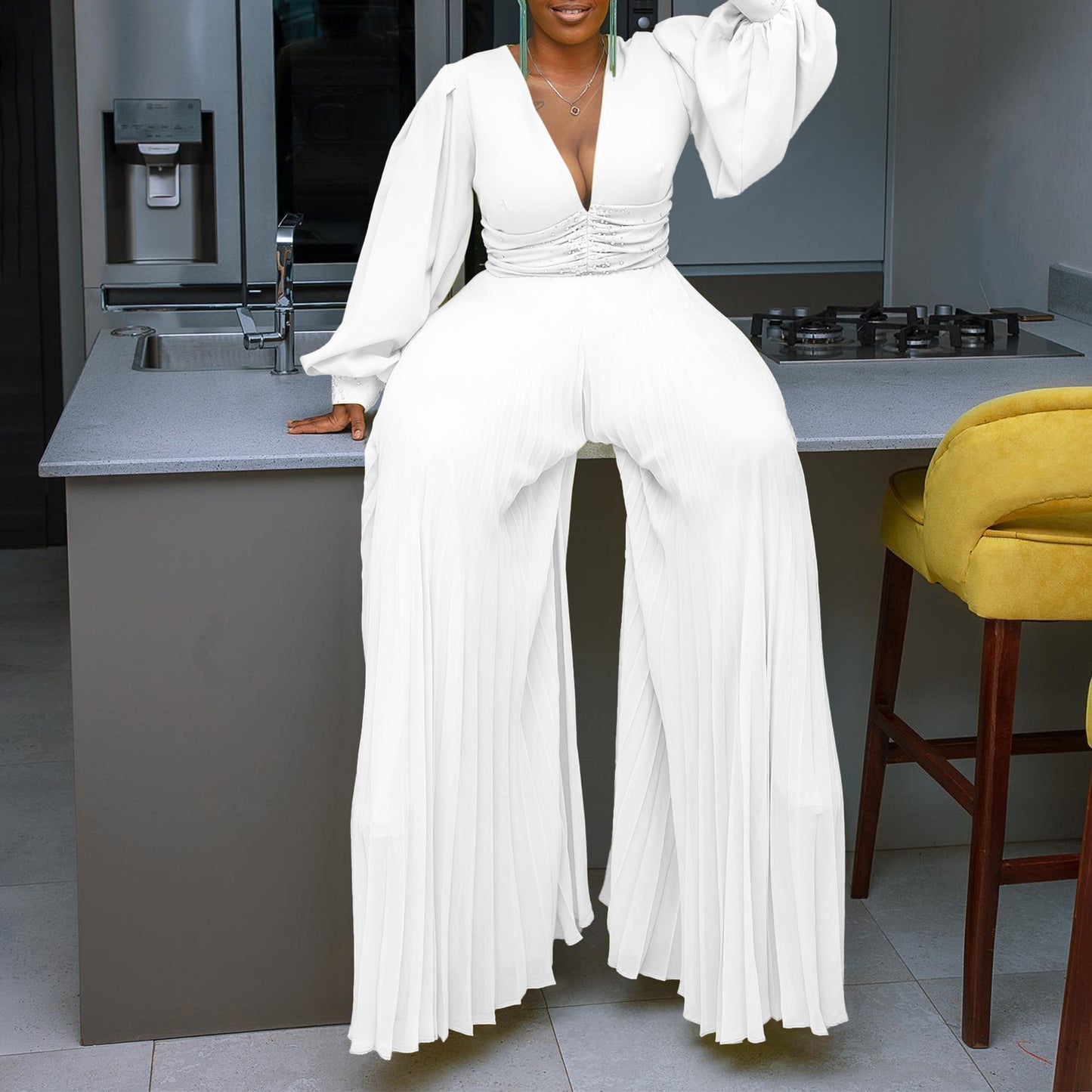Damen Plissee-Overall mit funkelnden Details Stalluxe