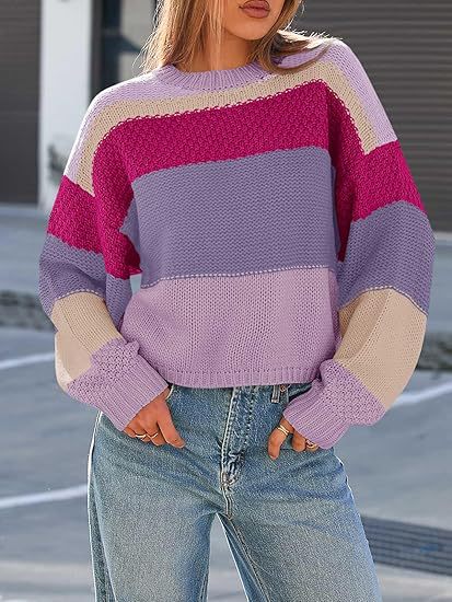 Damen Grobstrickpullover mit Farbblockdesign und oversized Schnitt Stalluxe
