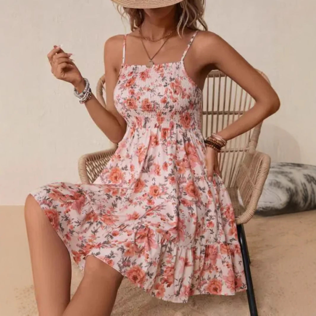 Damen luftiges Sommerkleid mit Rüschen und floralem Design Stalluxe