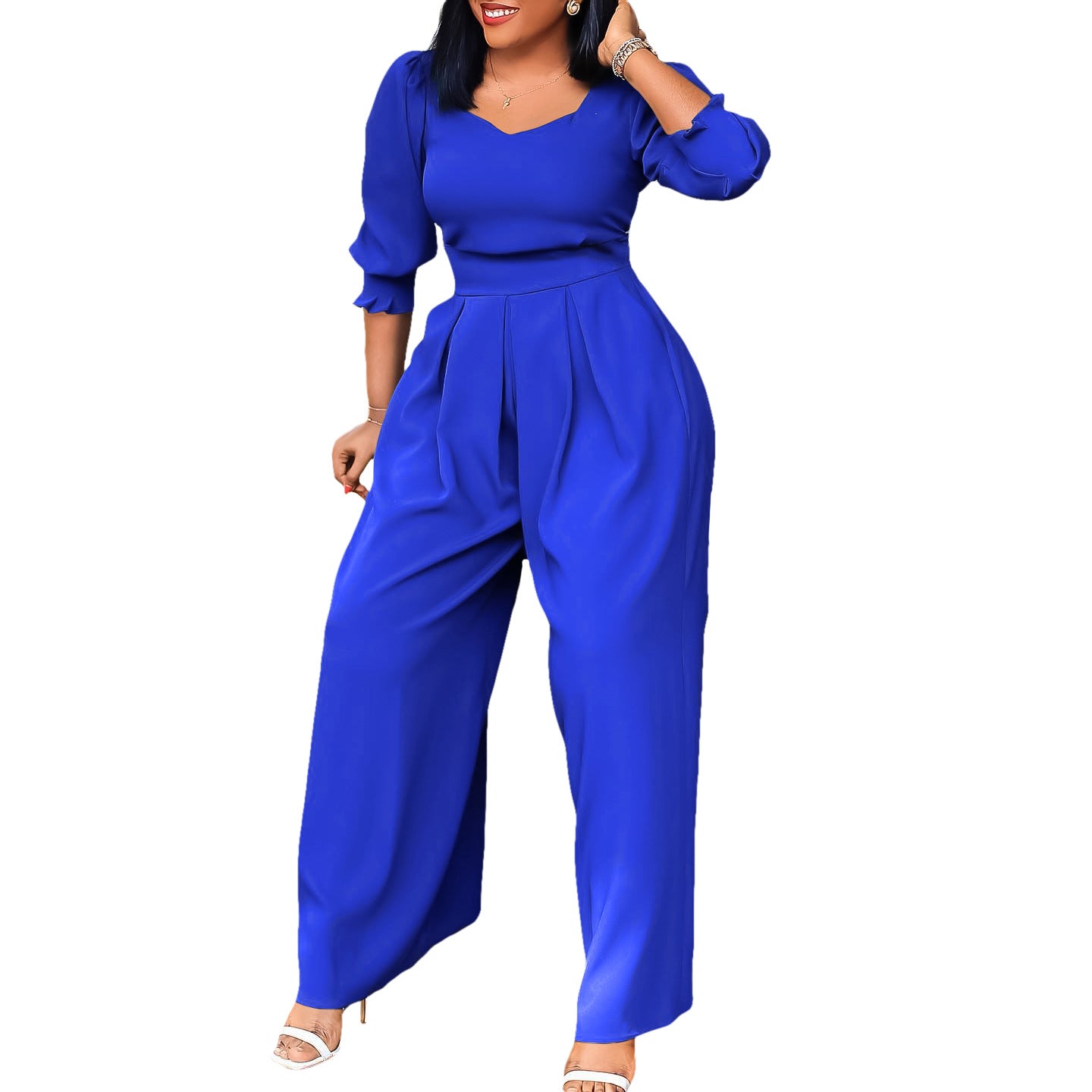Damen Eleganter Jumpsuit mit langem Arm und taillierter Silhouette Stalluxe