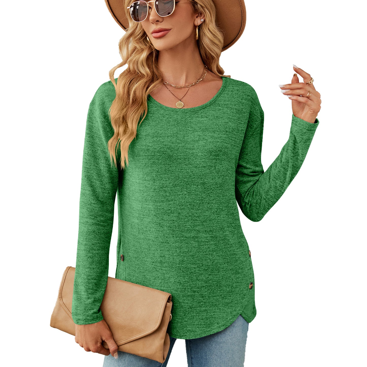 Damen lässiges Longsleeve Oberteil mit modernen Knopfdetails Stalluxe