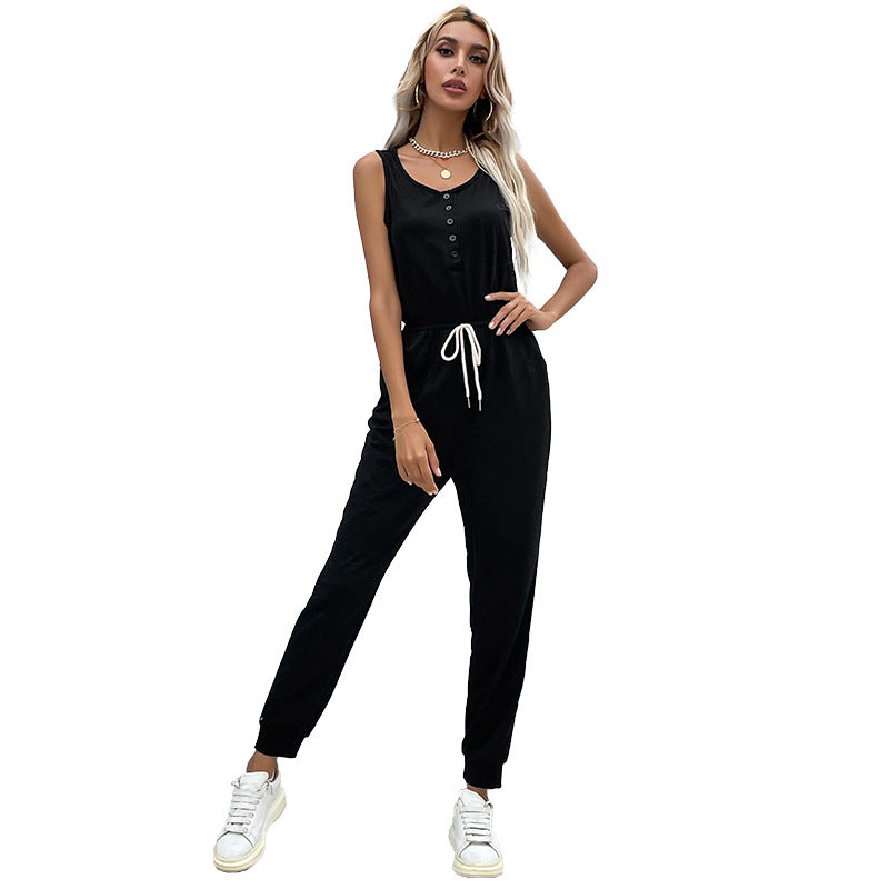 Damen Jumpsuit mit elastischem Taillenbund und praktischen Taschen Stalluxe