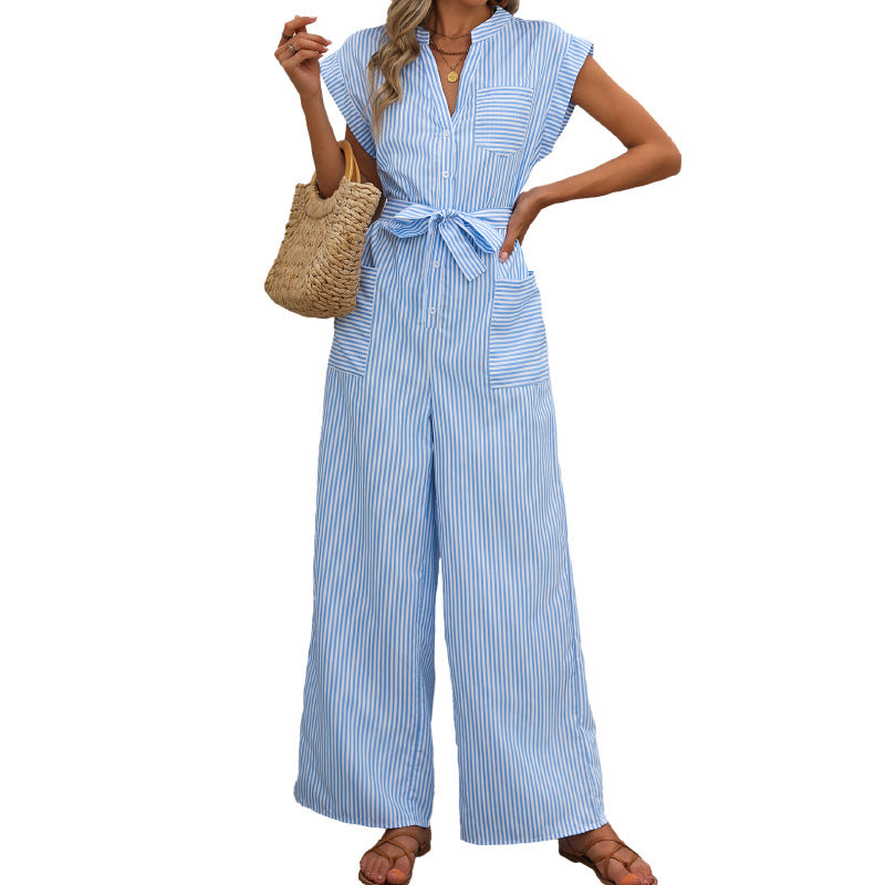 Damen Jumpsuit mit gerafftem Taillenband und praktischen Taschen Stalluxe