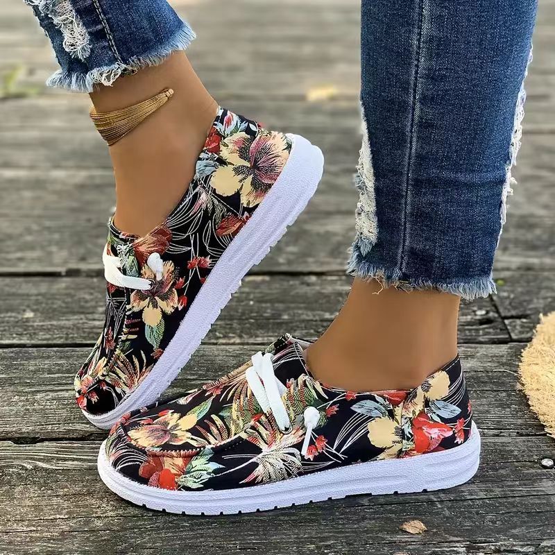 Damen Designer Freizeit-Sneaker mit floralem Muster und bequemer Sohle Stalluxe