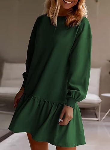 Damen Lässiges Sweatkleid mit voluminösen Ärmeln und Rüschensaum Stalluxe