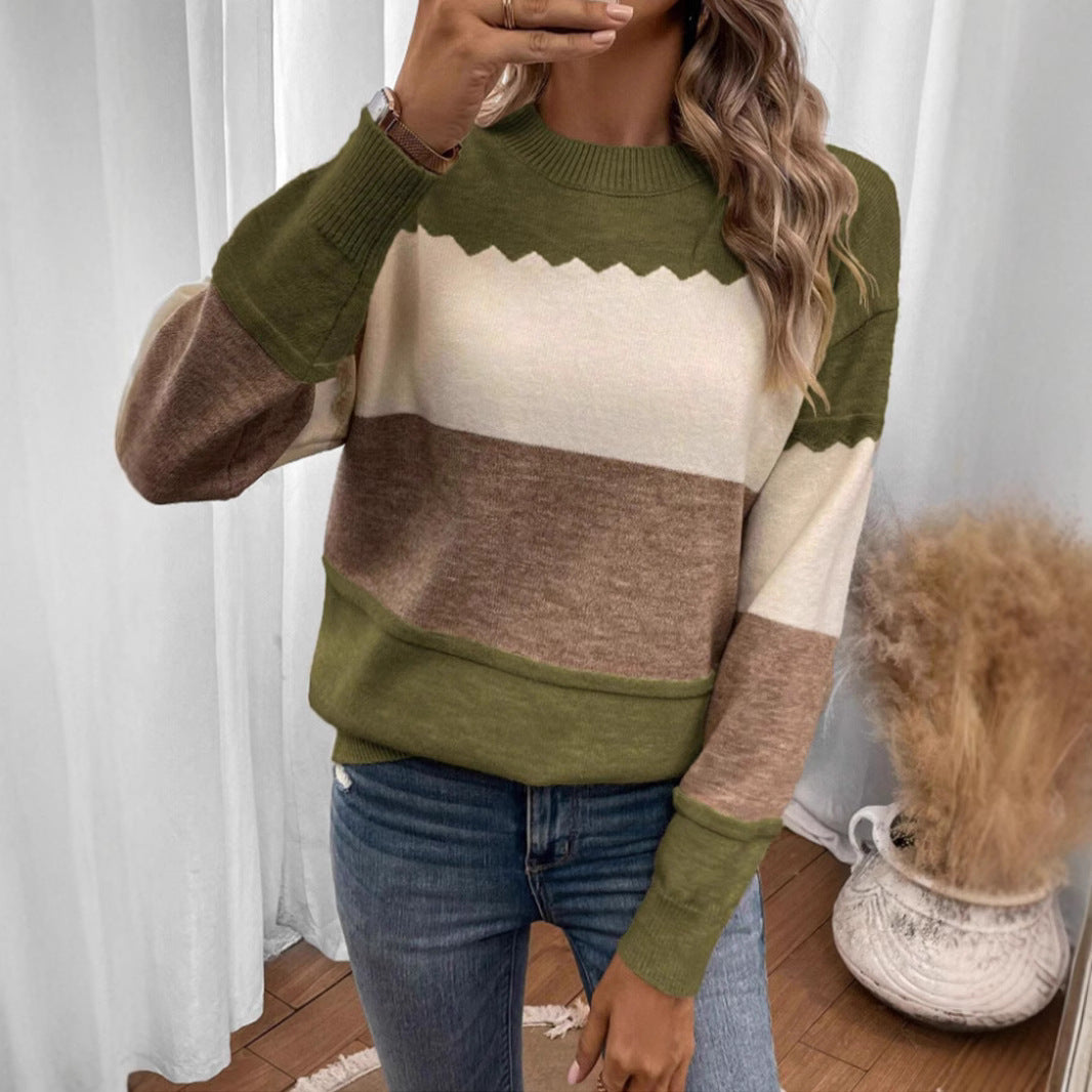 Damen gemütlicher Pullover mit modernem Blockstreifen-Design Stalluxe