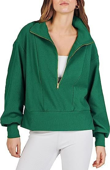 Damen lässiger Pullover mit Stehkragen und Reißverschluss Stalluxe