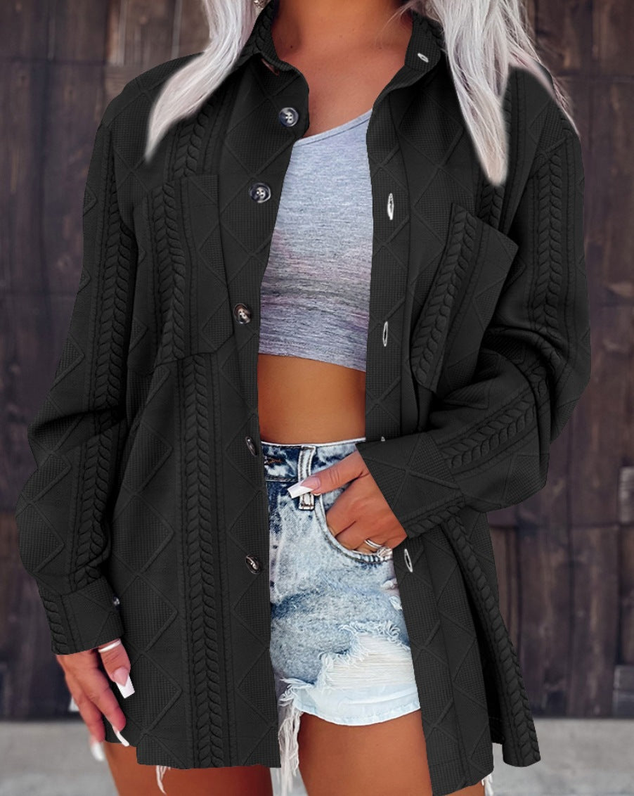 Damen lässige shirtjacke mit strukturiertem Design und Knopfdetails Stalluxe