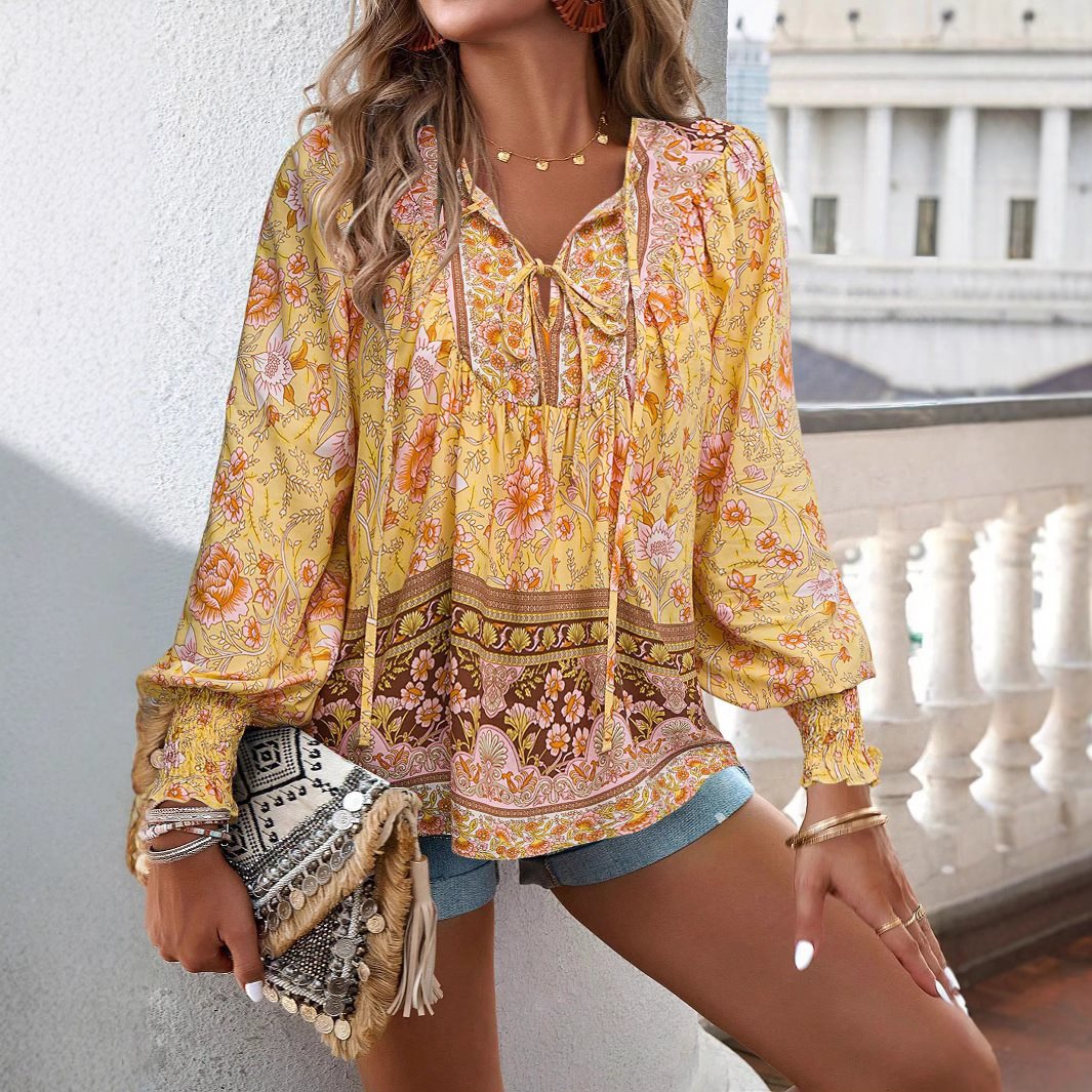 Damen luftige Bluse mit raffiniertem floralem Design und lockerem Schnitt Stalluxe