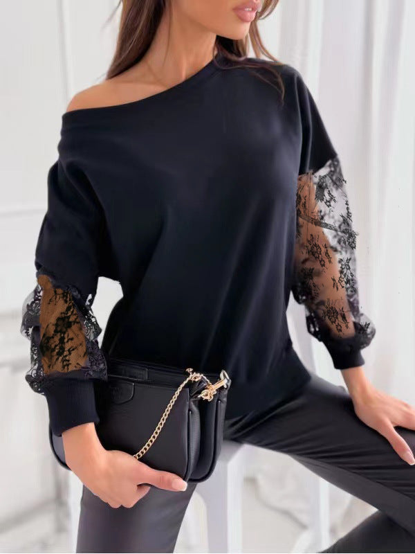 Damen Sweatshirt mit elegantem Spitzen-Detail Stalluxe