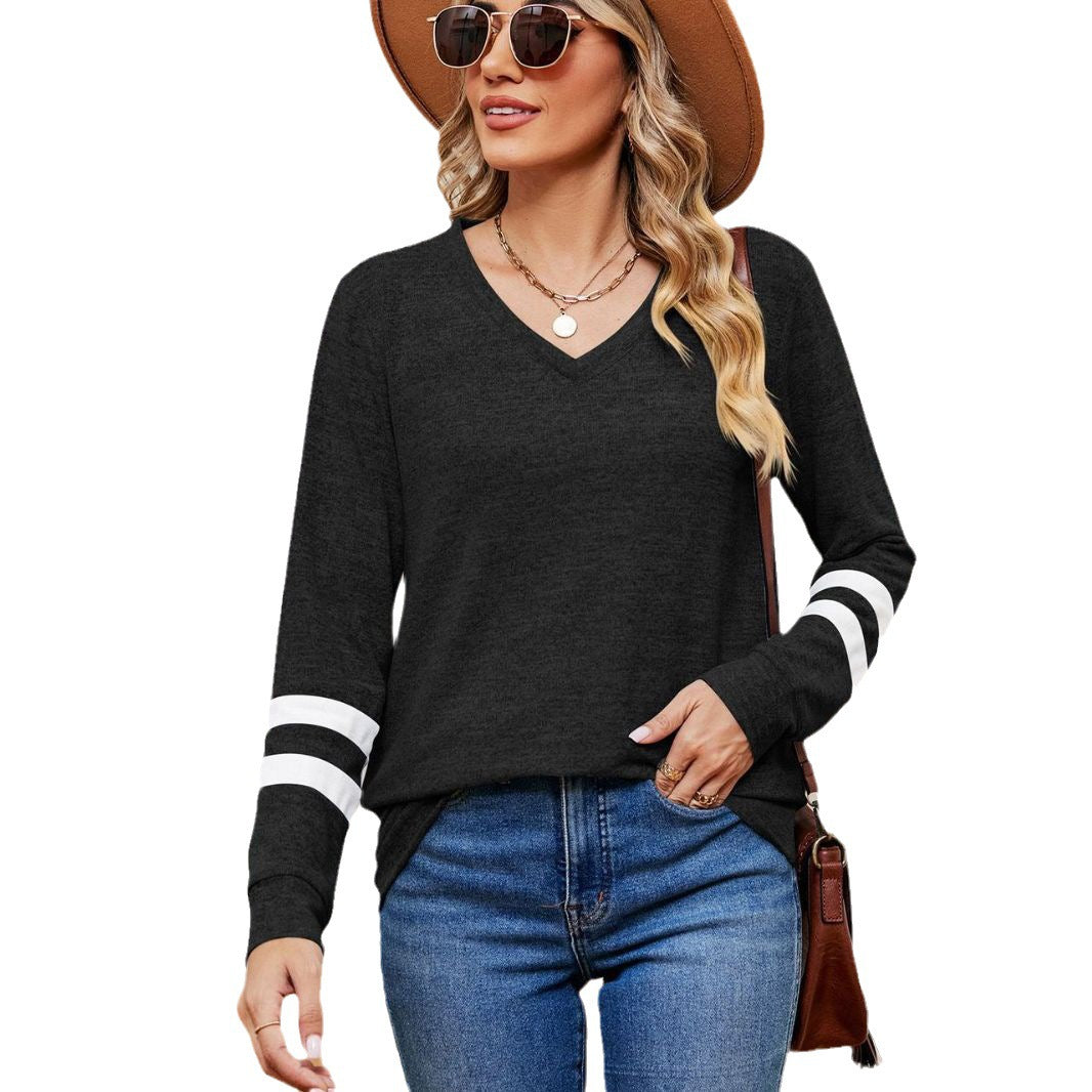 Damen V-Ausschnitt Sweatshirt mit grafischem Schulterdesign Stalluxe