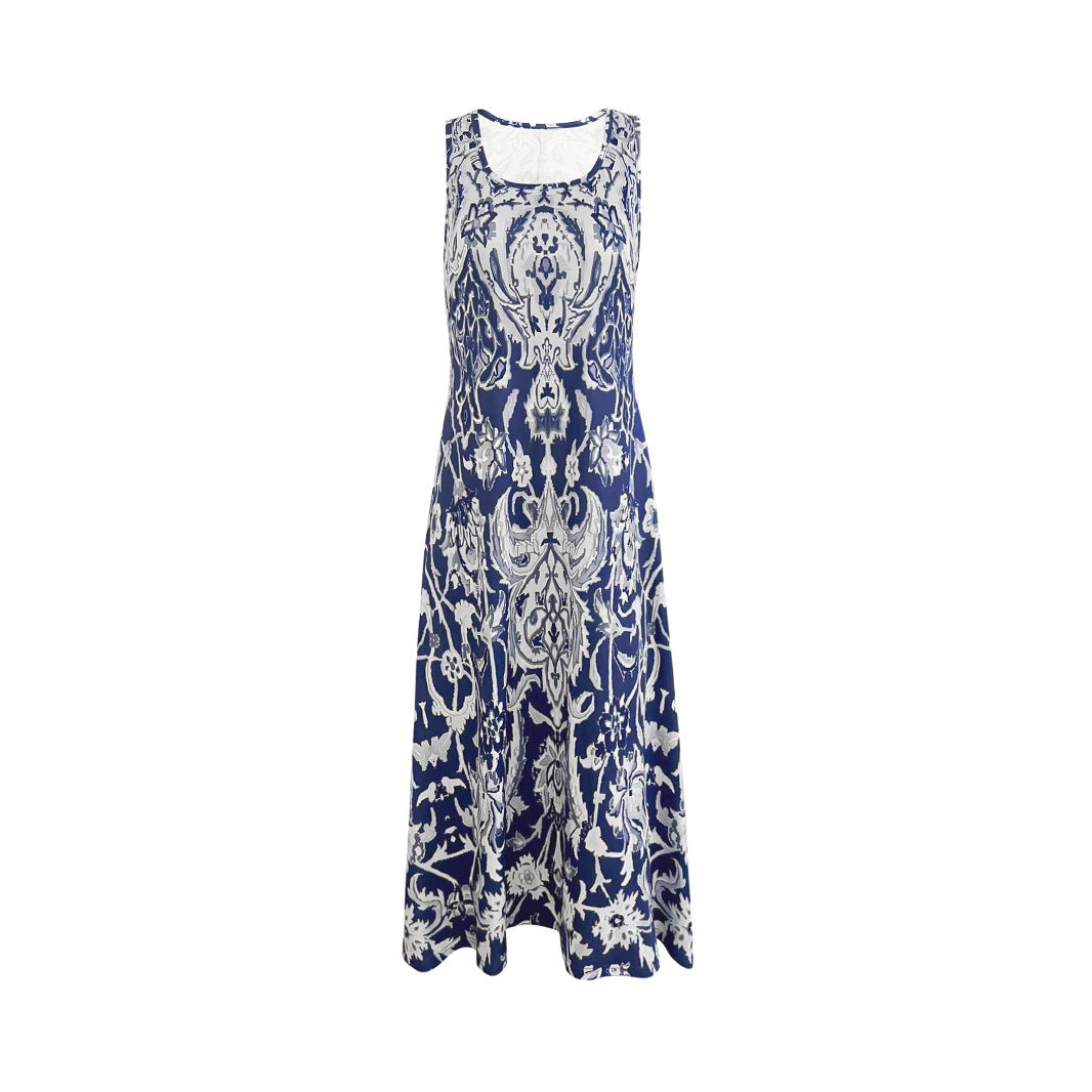 Damen Stilvolle A-Linie Midi Kleid mit aufwendigem Blumenmuster Stalluxe