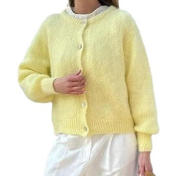 Damen Lockere Strickjacke mit Knopfleiste und weichem Faserdesign Stalluxe