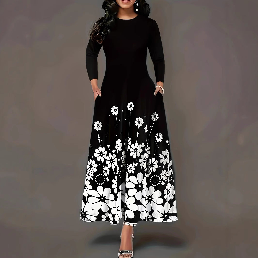 Damen Maxikleid mit floralem Design und praktischen Taschen Stalluxe