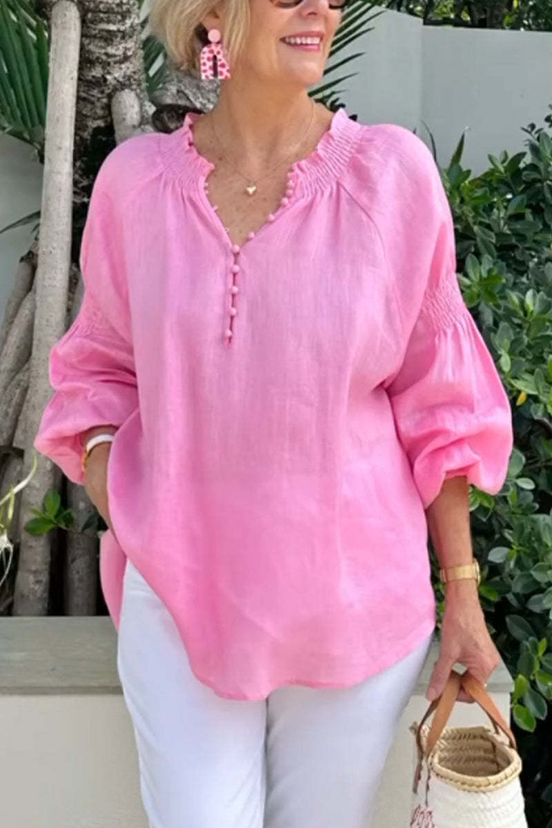 Damen luftige Bluse mit Smock-Ärmeln Stalluxe