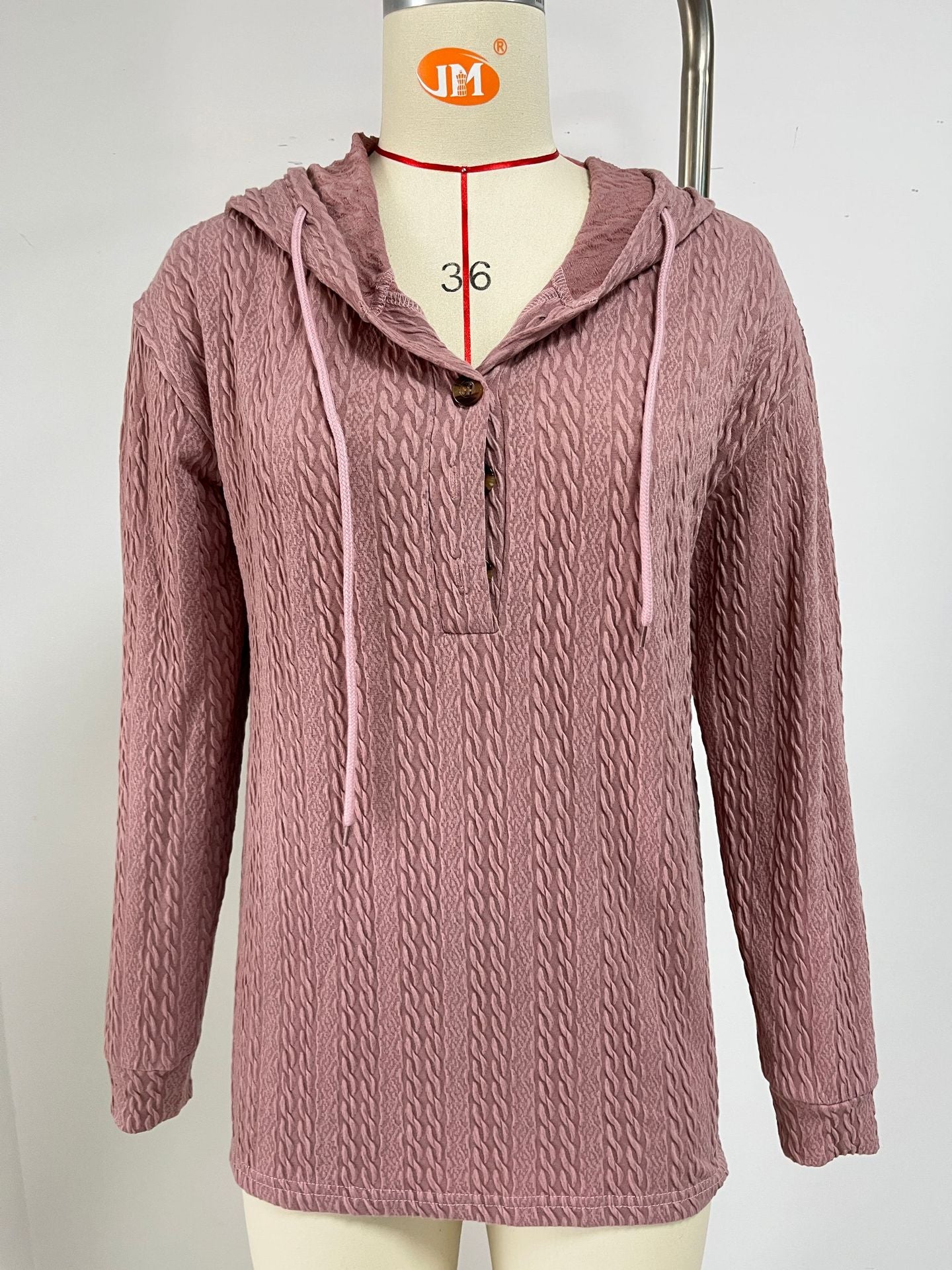 Damen lässiger Kapuzenpullover mit strukturierter Oberfläche und Knopfdetails Stalluxe