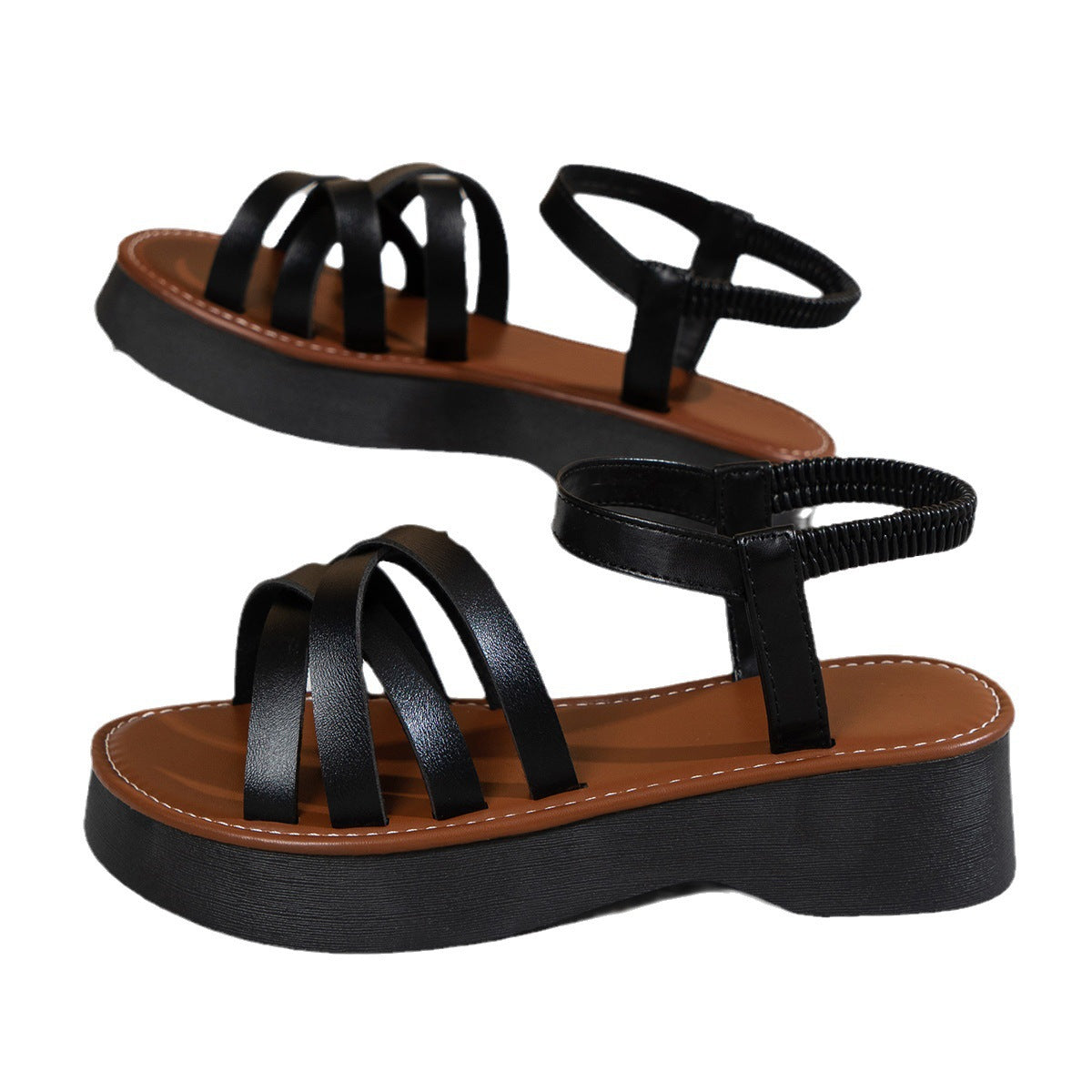 Damen modische Plateau-Sandalen mit verstellbaren Riemen Stalluxe