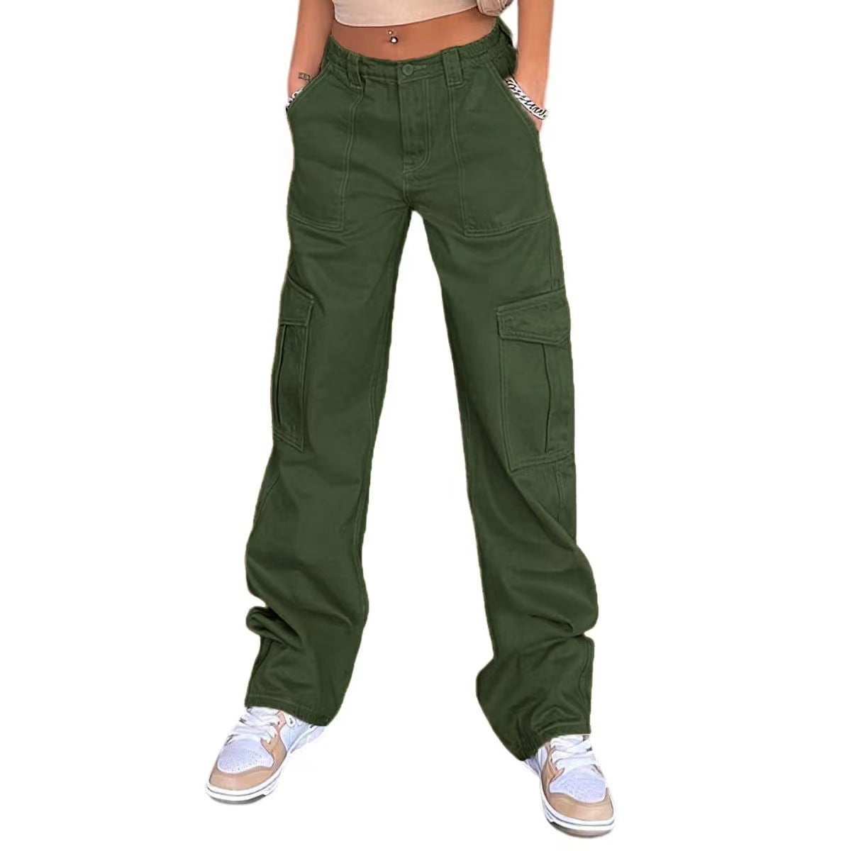 Damen Cargo-Hose mit praktischen Seitentaschen und weitem Schnitt Stalluxe