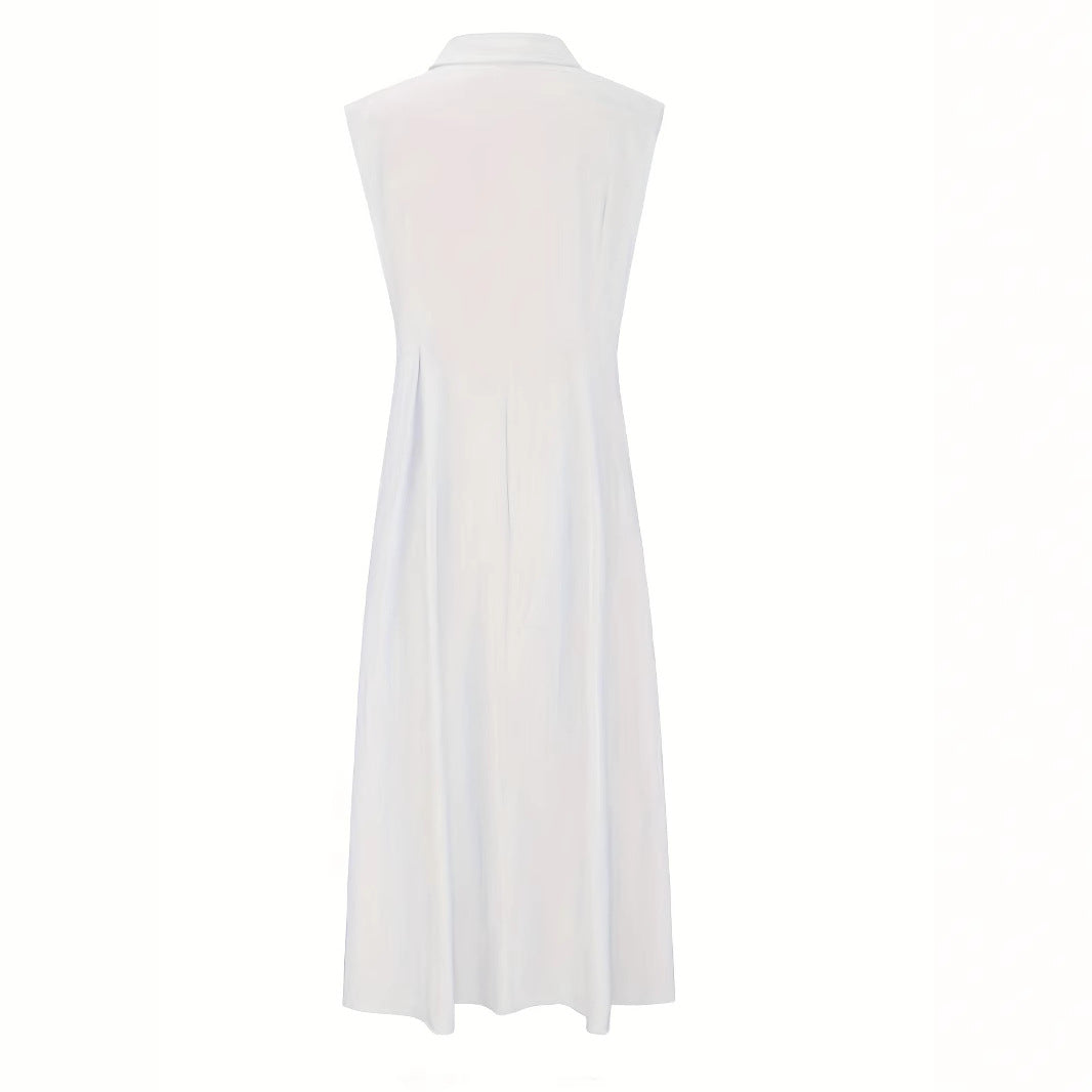 Damen Sommerliches Maxi-Kleid mit Knopfleiste und ärmellosem Design Stalluxe
