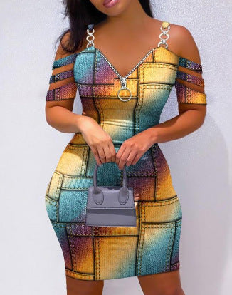 Damen Figurbetontes Kleid mit seitlichem Reißverschluss und modernen Trägerdetails Stalluxe