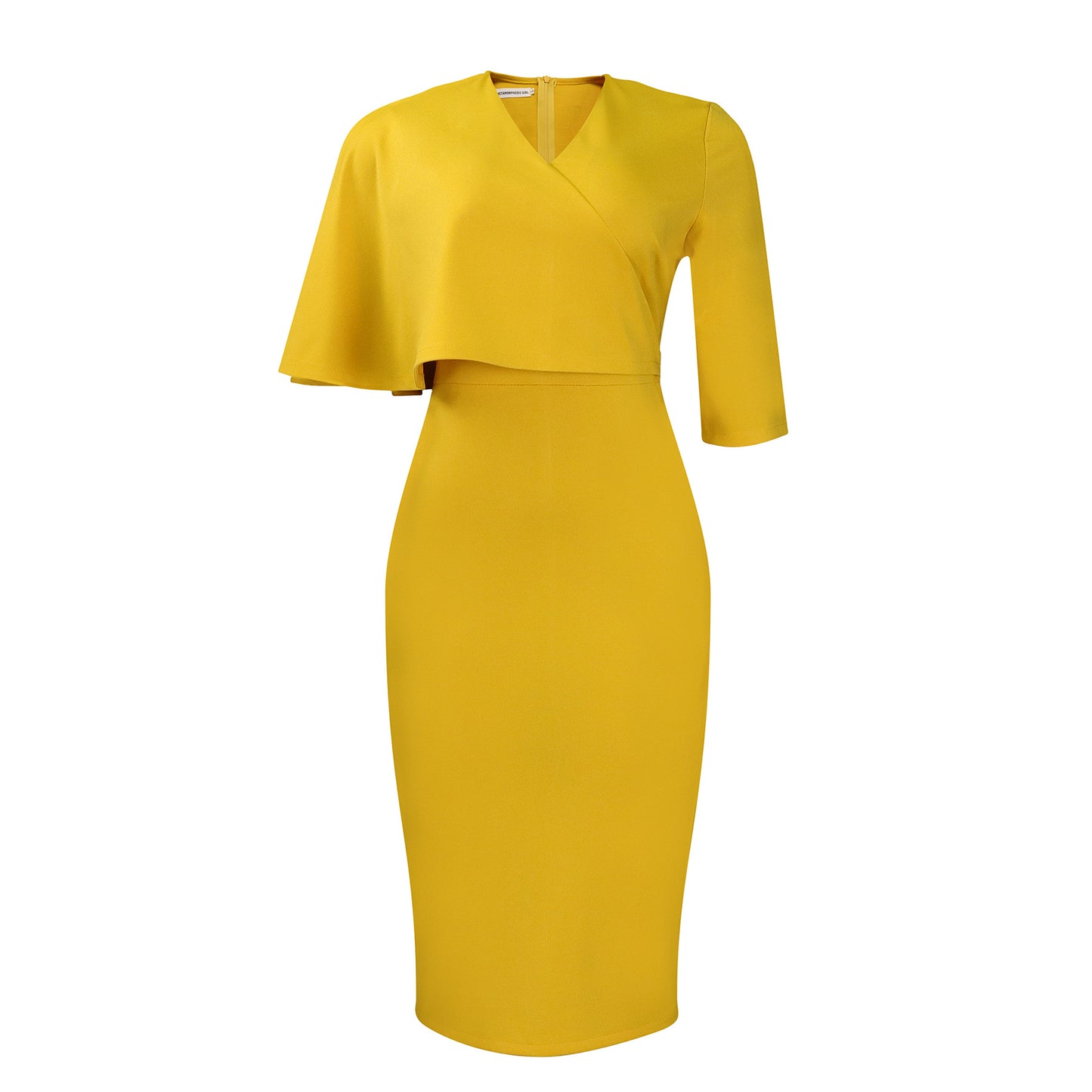 Damen Elegantes Kleid mit asymmetrischem Oberteil und Volantärmeln Stalluxe