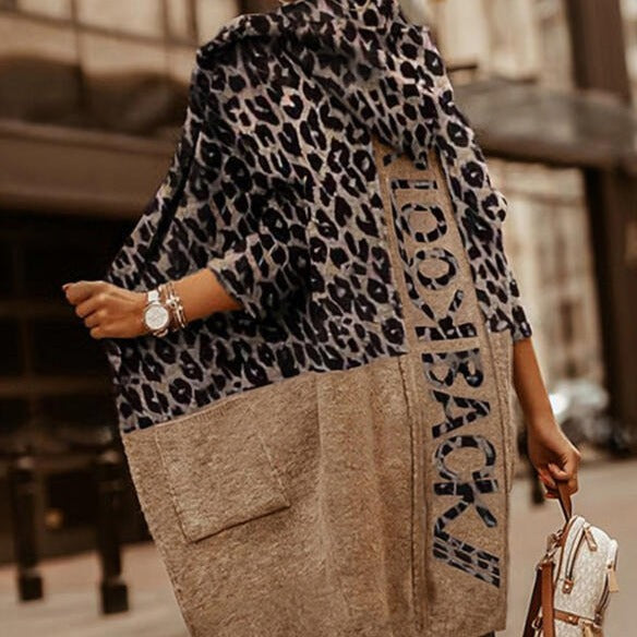 Damen Modischer Oversized Cardigan mit Leopardenmuster Stalluxe