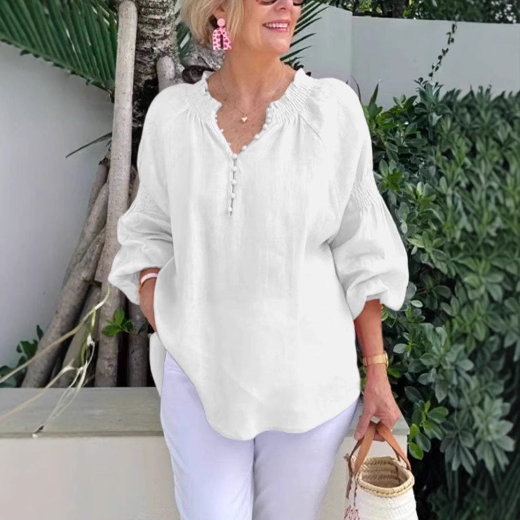 Damen luftige Bluse mit Smock-Ärmeln Stalluxe