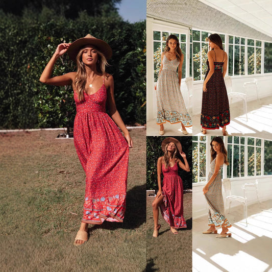 Damen Maxikleid mit floralen Mustern Stalluxe