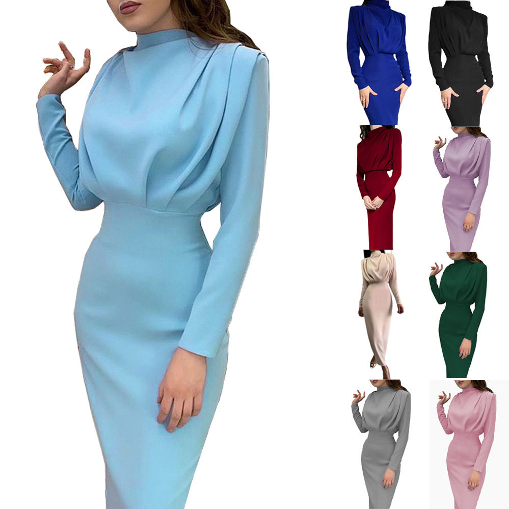 Damen Elegantes Maxikleid mit asymmetrischem Ausschnitt und Raffungen Stalluxe